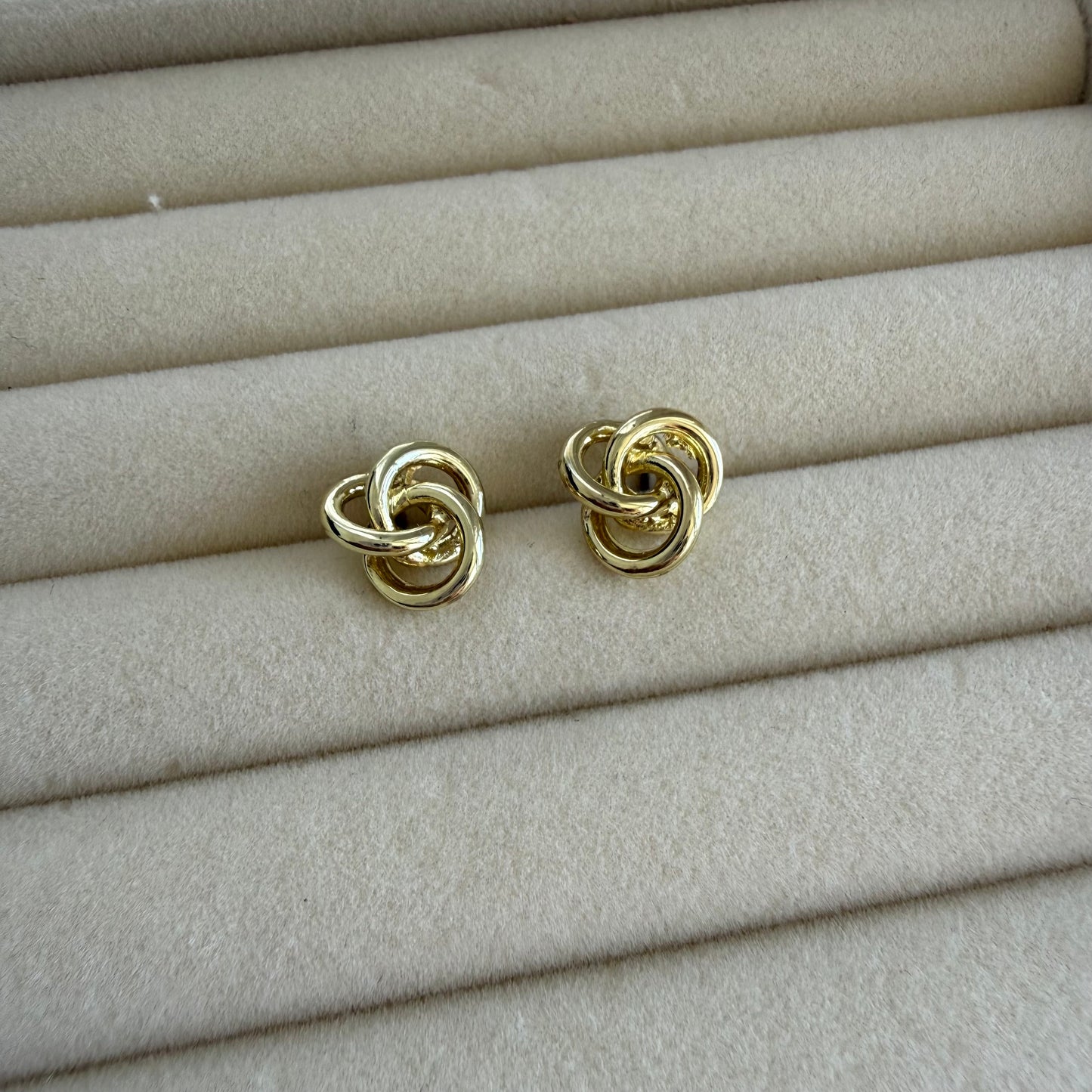 Gold spiral stud earrings