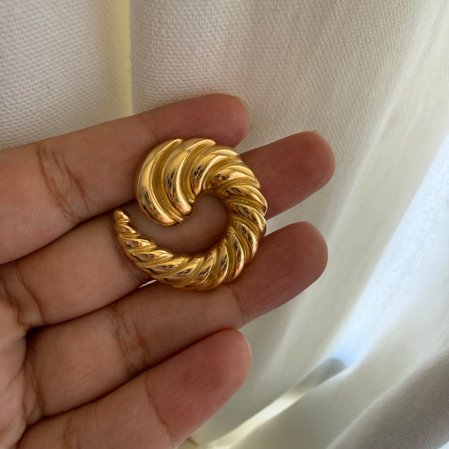 Vintage Twisted Gold Statement Earring