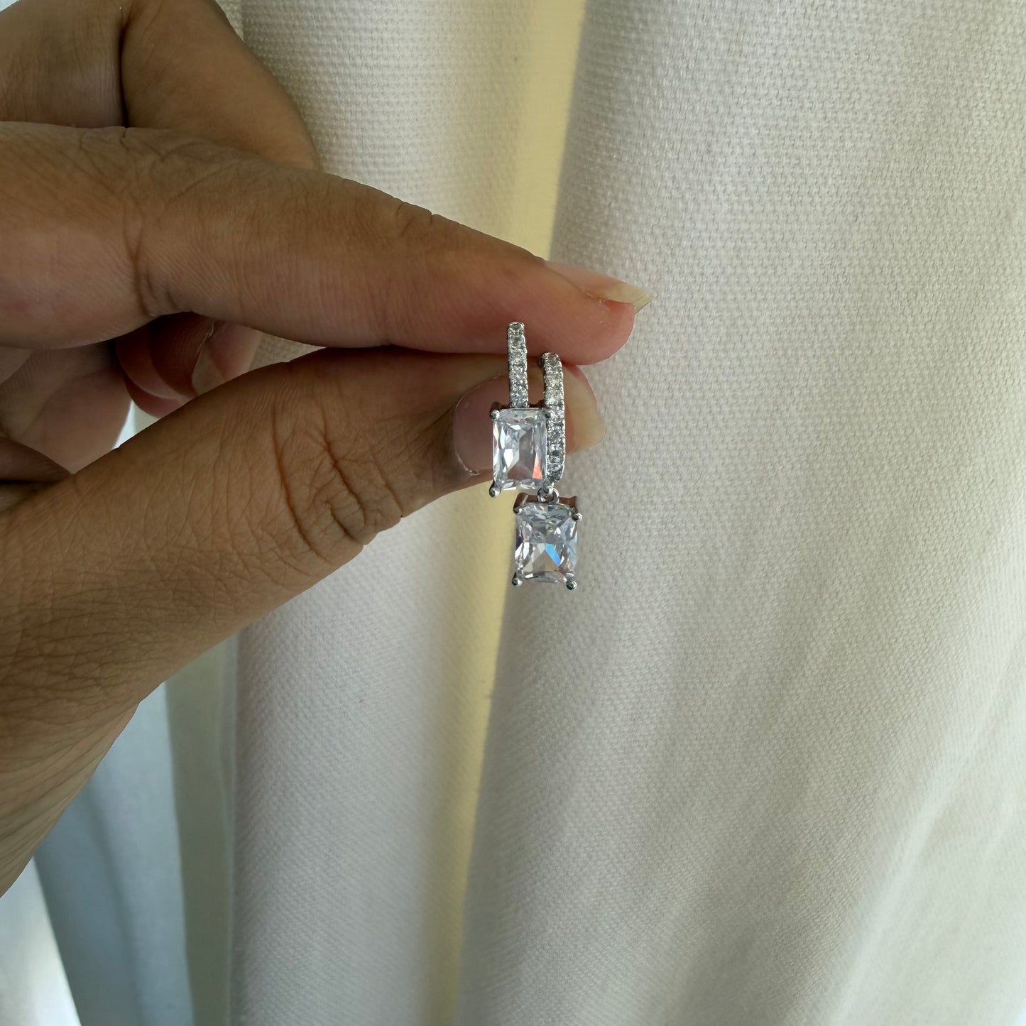 Double Square-Cut Drop Earrings