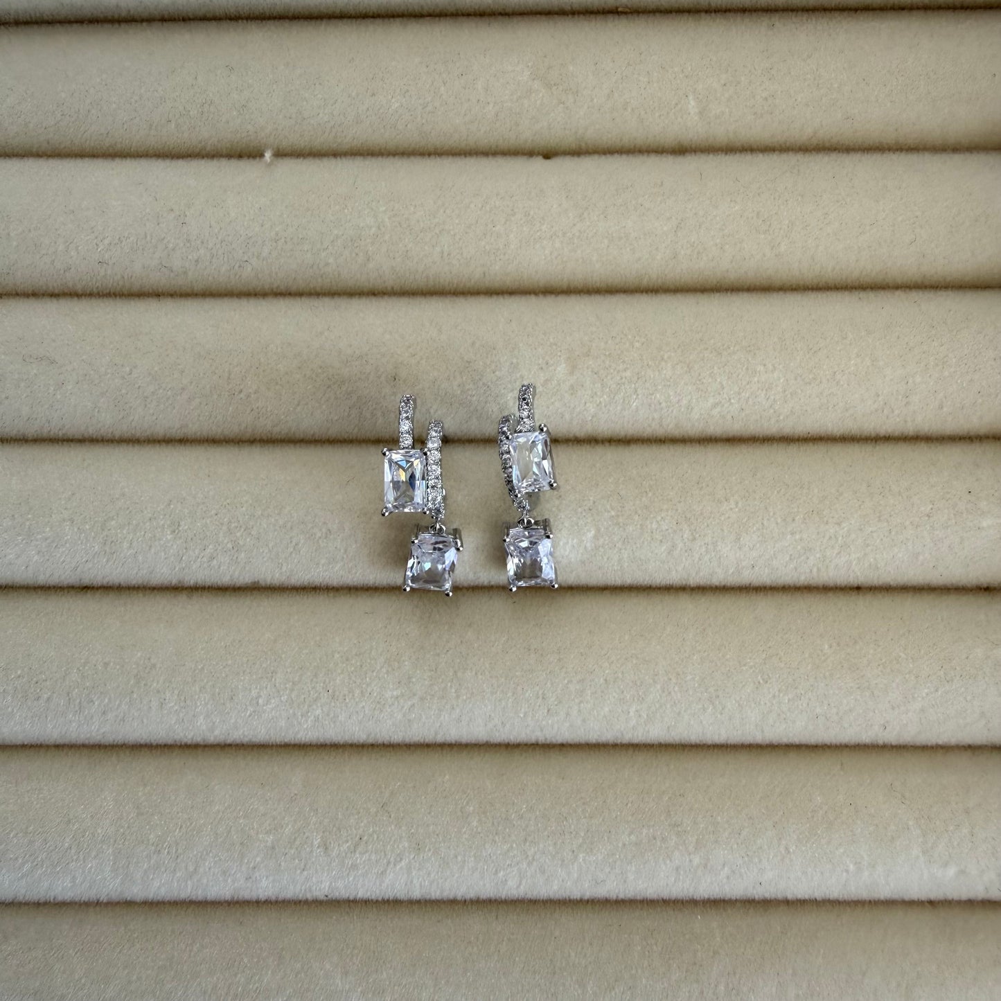 Double Square-Cut Drop Earrings