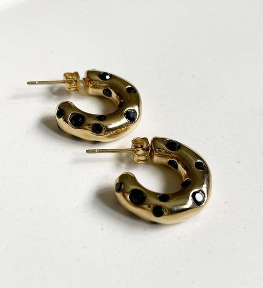 Crescent Black stone hoop
