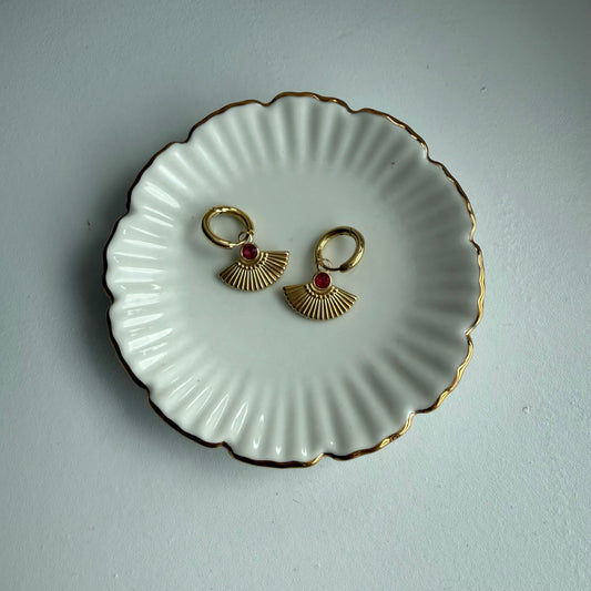 Ruby stone Huggies earrings