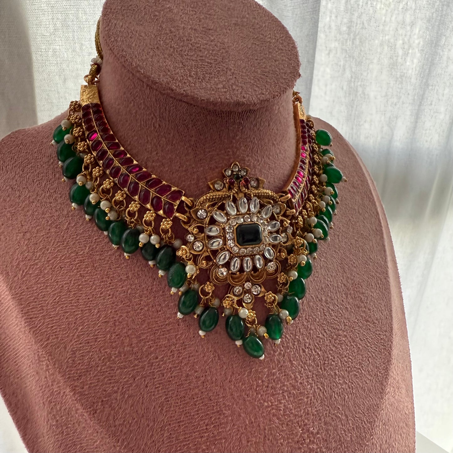 Exquisite ruby & emerald temple jewellery