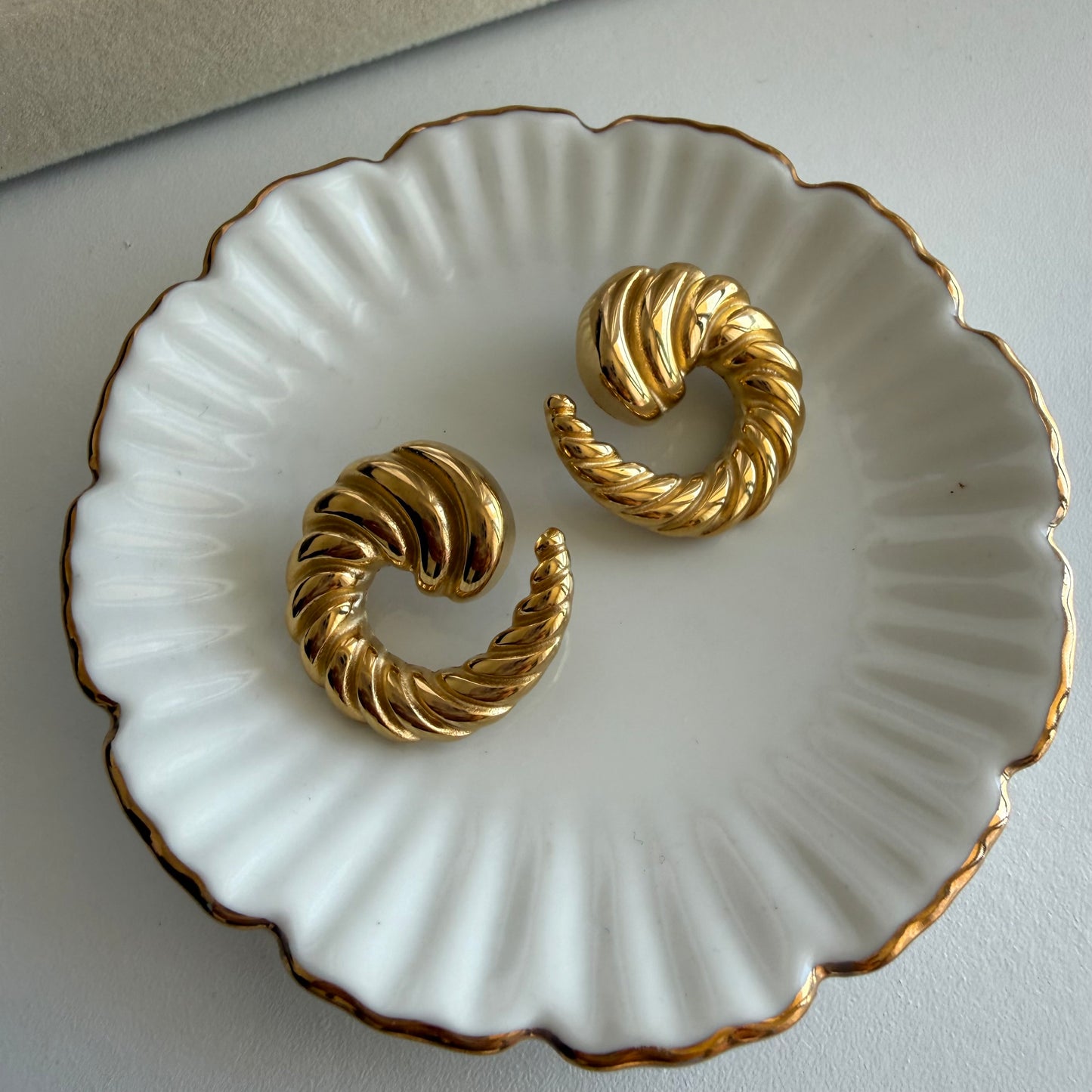 Vintage Twisted Gold Statement Earring