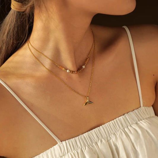 Layered Pendant & Bead Necklace