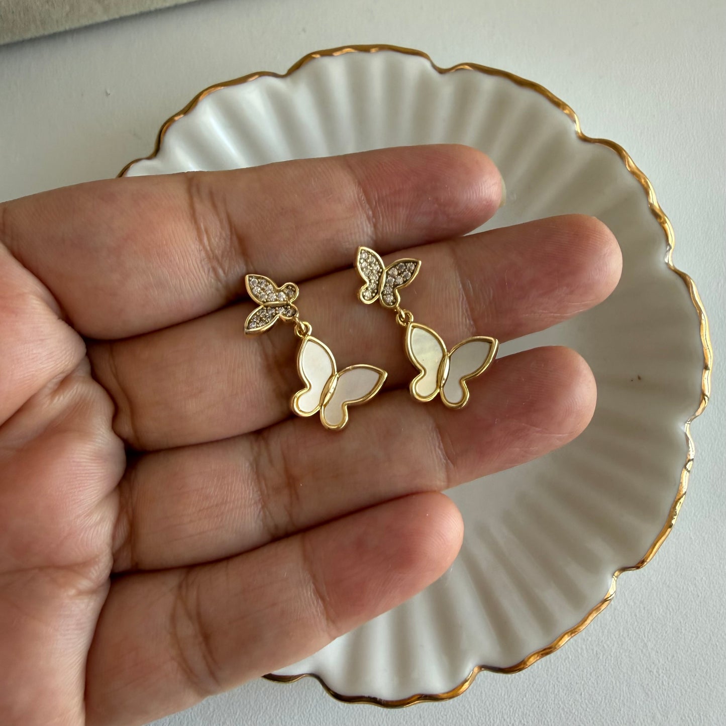 Butterfly drop earrings