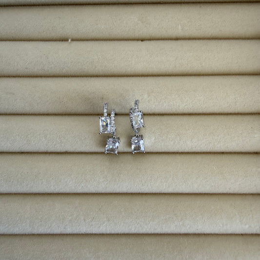 Double Square-Cut Drop Earrings