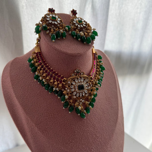 Exquisite ruby & emerald temple jewellery