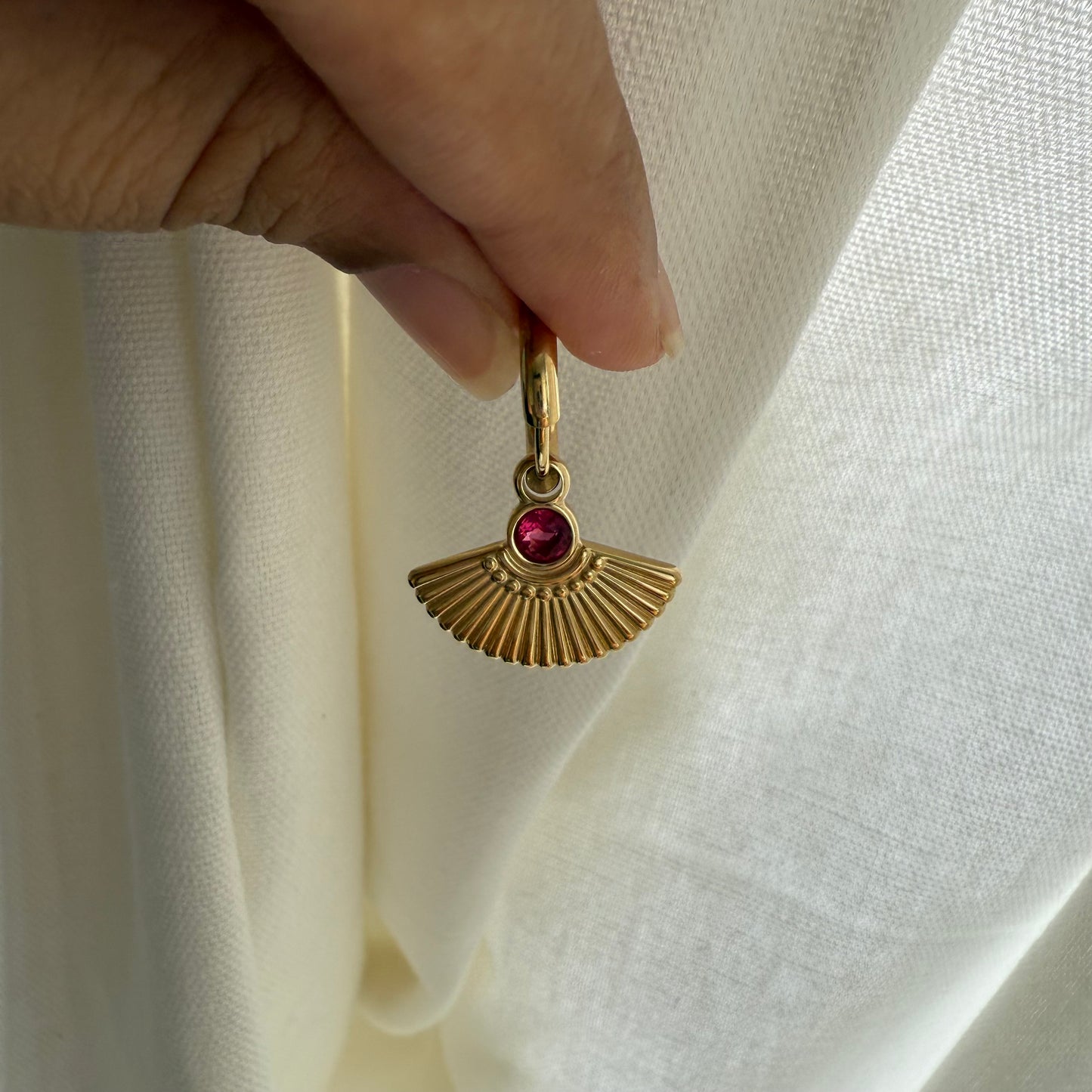 Ruby stone Huggies earrings