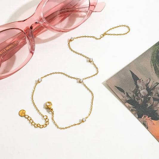 Stone hand chain bracelet