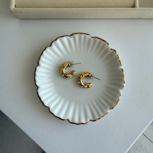 Stone gold hoops