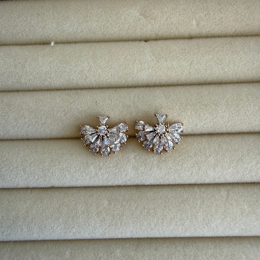 Diamond Fan Stud Earrings