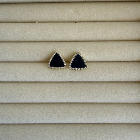 Black Onyx Triangle Stud Earrings