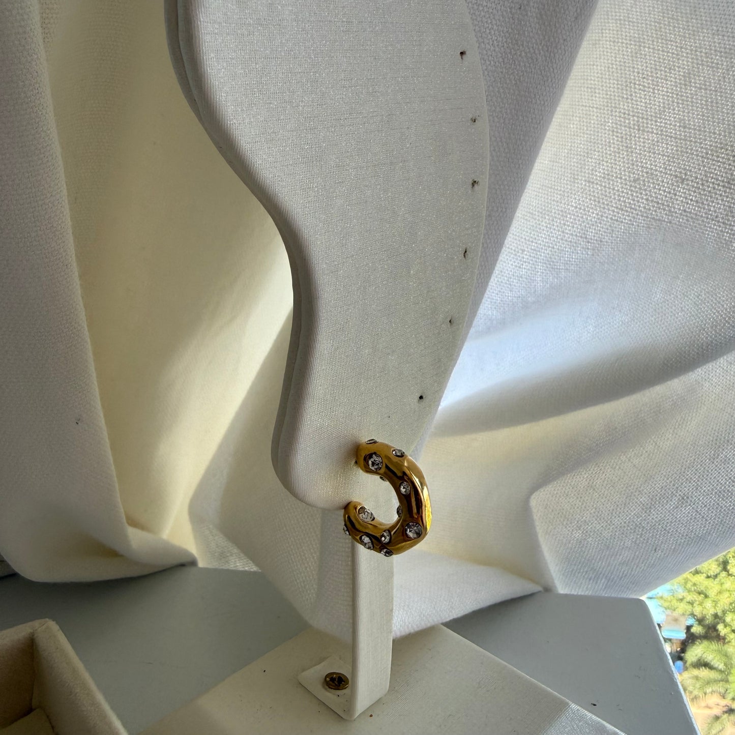 Stone gold hoops