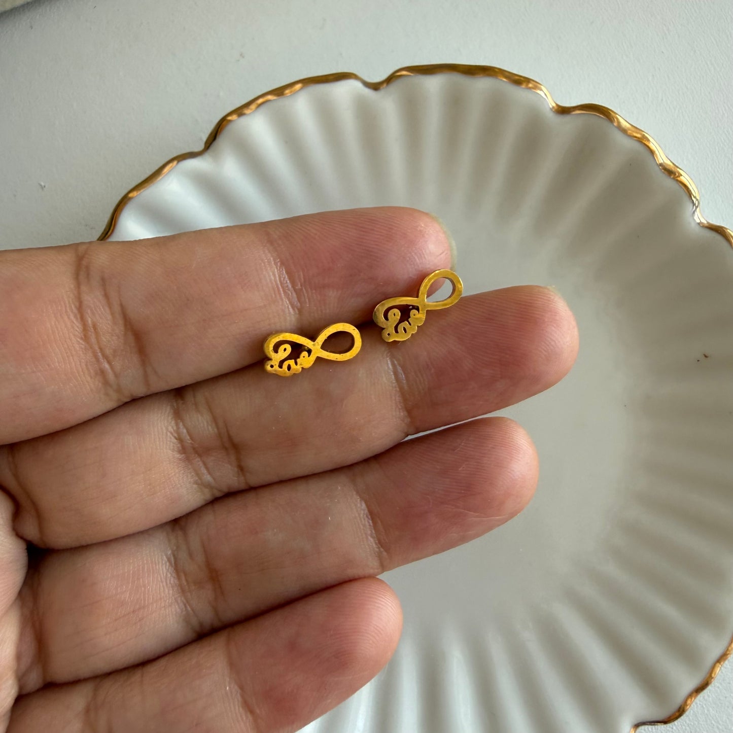 Gold Infinity Heart Love Stud Earrings | Minimal Romantic Jewelry