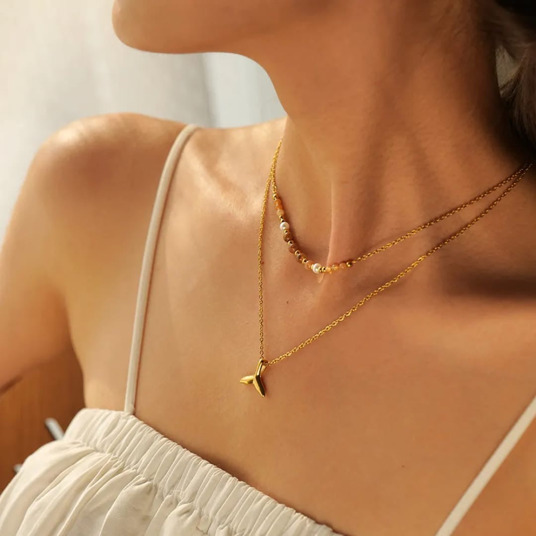 Layered Pendant & Bead Necklace