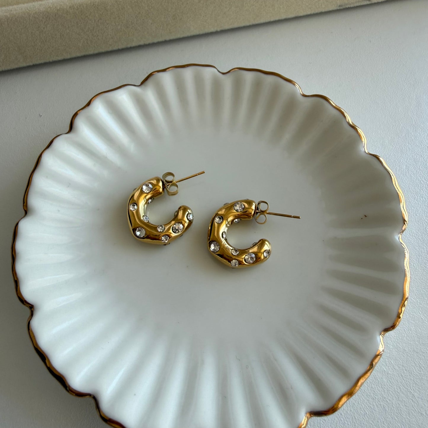 Stone gold hoops