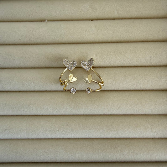 Dual Heart Gold Ring